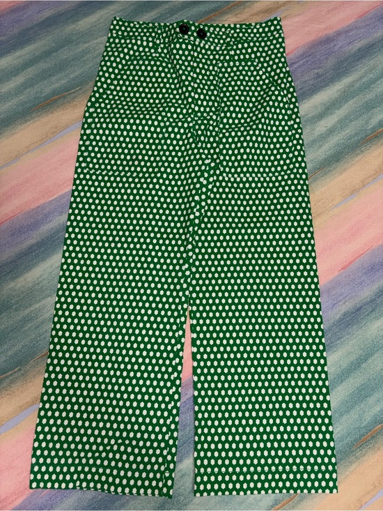 Anthropologie Pants - Maeve Colette Pants Womens Size 12 Green Floral Linen Stretch Wide Leg Cropped
